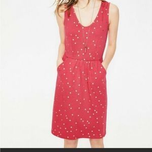 Boden Melinda Polka Dot Jersey Dress Coral Gold Size 8R